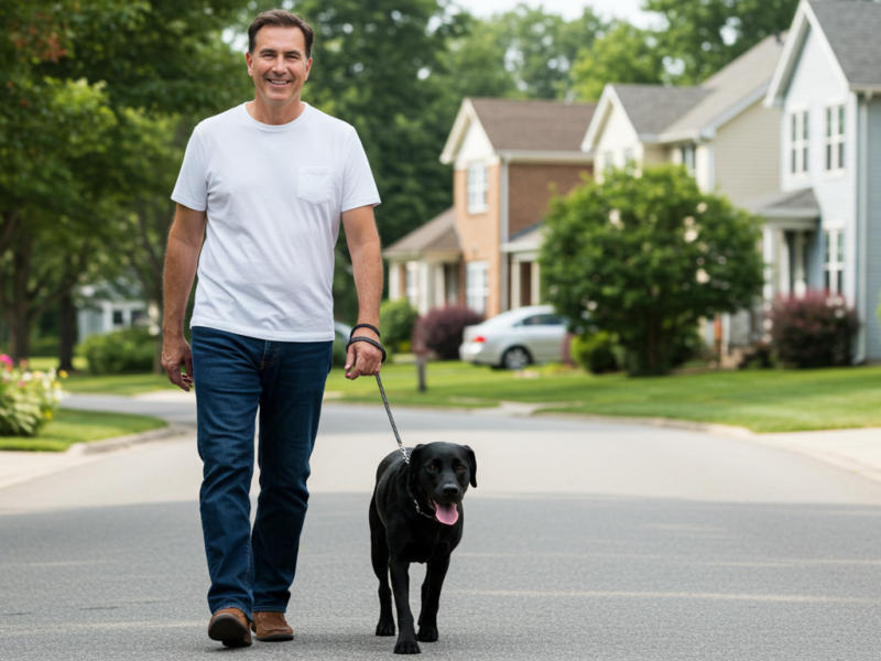 dog following his owner